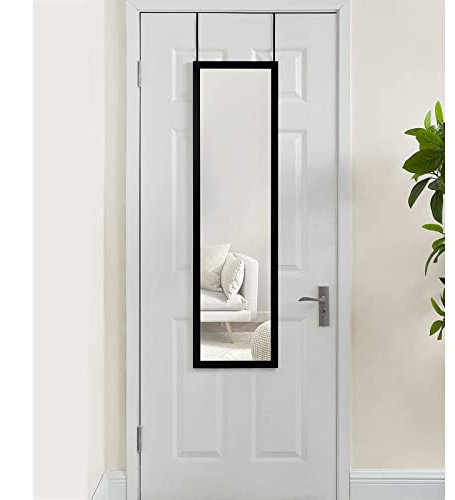 Vivo Technologies Over the Door Mirror - Full Length Hanging Door Mirror for Bedroom, Bathroom, Dorm, Wardrobe, 106x36cm Black