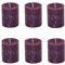 Stumpenkerzen Rustic 6er Set - Stumpenkerze, Blockkerze, Kerze, Adventskranz, Advent - Kein Ruß - Brenndauer: 30 Std. - viele Farben - 7x8 cm (Aubergine)
