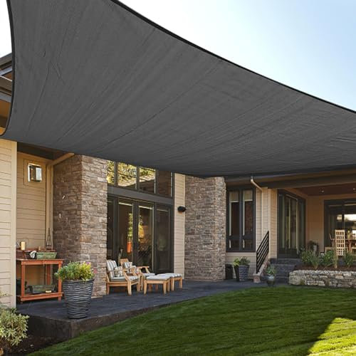 LOVE STORY Sonnensegel Rechteckig 4x5m Sonnenschutz Balkon Terrasse HDPE UV-Schutz Atmungsaktiv für Garten Outdoor,Anthrazit
