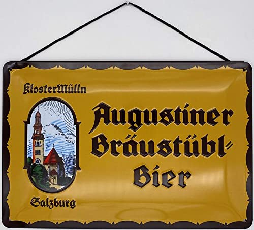 Blechschild mit Kordel 30 x 20 cm Kloster Mülln Salzburg Augustiner Bräustübl Bier - Blechemma