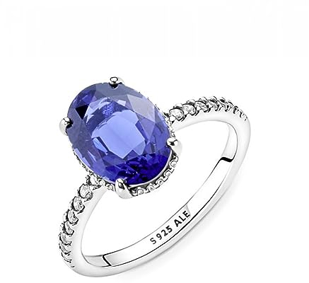 PANDORA Ring Timeless funkelnder Stein silber, blauer Kristall, Zirkonia 190056C01 60