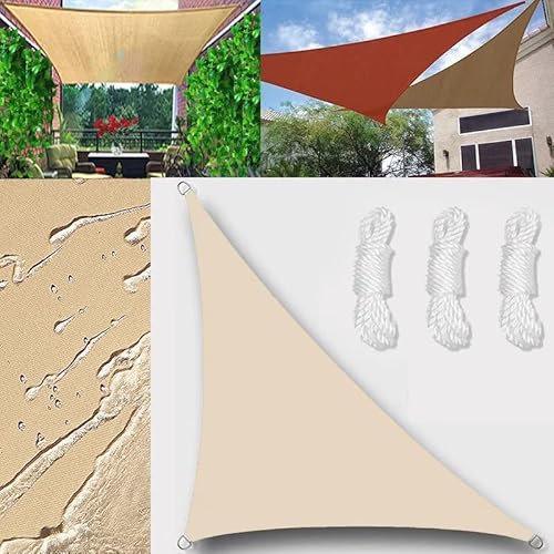Toldo parasol impermeable para exteriores, 6 x 6 x 8 m, rectangular, cuadrado, triángulo, predección, UV, para jardín, patio, bloque con cuerda, kit de vela color blanco cremoso