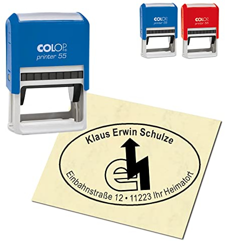 Adressstempel personalisiert Stempel - Elektriker - oval 59 x 39 mm Automatikstempel als Firmenstempel Namensstempel Bürostempel
