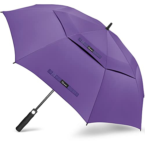 NINEMAX Golf Regenschirm Groß Sturmfest,Regenschirm XXL 62 zoll,Golfschirm mit Doppellagiger für Männer Frauenf(Lila)