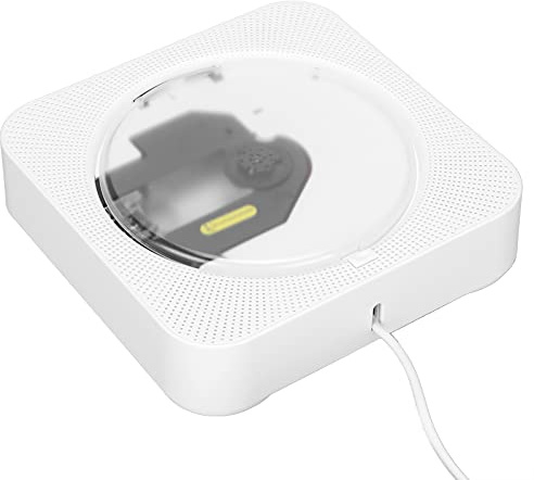 Lecteur CD Portable, Lecteur de Musique CD DVD Bluetooth à Montage Mural avec Cache Anti-poussière pour Télécommande, Haut-Parleur HiFi intégré, Prise en Charge CD DVD, USB,
