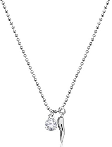 Brosway Collana Donna, Collana in Acciaio e Cubic Zirconia con Simbolo Cornetto | Collezione Desideri - BEIN008