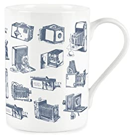 Purely Home Vintage Hobbies Range - Cameras and Photography Themed Mug - Fine Bone China Style White Mug Coffee/Tea Gift