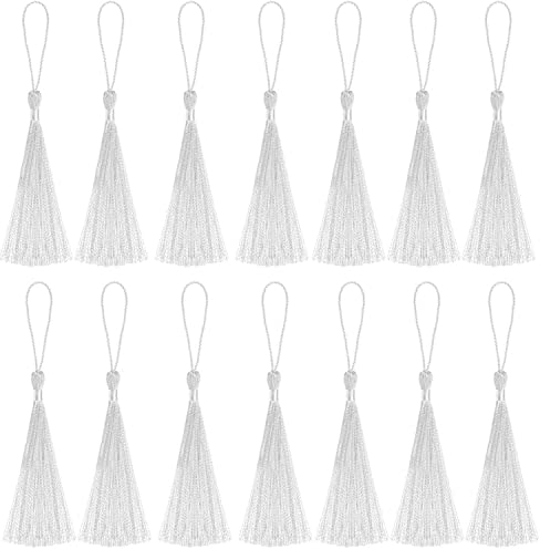PINEPAN Weiße Quaste Anhänger Quaste 3 cm Mini Fransen für DIY Schmuck Ohrring Basteln, Armbänder, Schlüsselanhänger Packung mit 100