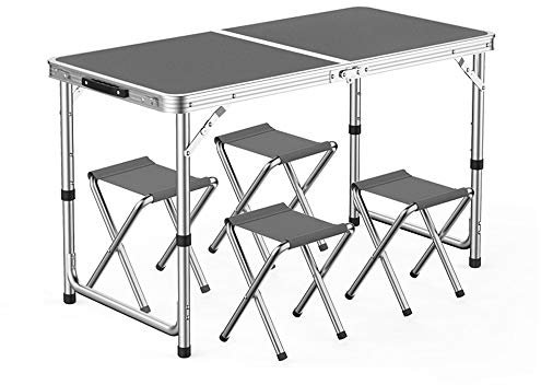Tragbarer Haushaltstisch und Stuhl Multifunktionaler Klapptisch Mehrpersonen-Outdoor-Freizeit-Esstisch Aluminiumlegierung Tisch mit Sitzen (Größe: B)
