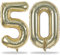 Champagne Gold Number 50 Birthday Balloons - 40 Inch Large Foil Number 5 and 0 Balloons for Women and Men's 50th Birthday Party Decorations