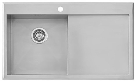 Aquariss Single Bowl Stainless Steel Inset Kitchen Sink Right Hand Drainer 860x510mm
