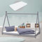 ML-Design Kinderbett Tipi 90x200 cm Hellgrau mit Matratze H:16cm, Lattenrost, Indianer Bett aus Kiefernholz, Mädchen/Jungen Hausbett, Bodenbett Kinderhaus Jugendbett Holzbett Bettenhaus Spielbett Zelt