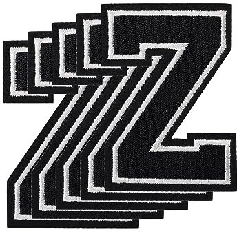 Luter 5pcs Letter Patches Iron on & Sew On, 3.14 Inch Embroidery Decorative Alphabet Applique Patches Iron On Letter for Clothing Jackets Jeans Handbags Backpacks Hats DIY Crafts(Z)