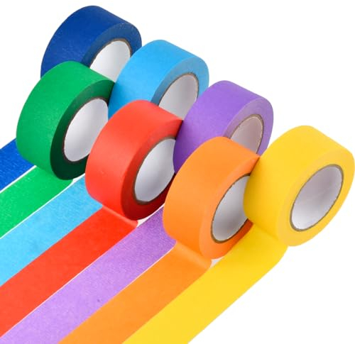MVQPER 7 rotoli di nastro adesivo colorato arcobaleno, nastro adesivo washi per decorazione di feste, compleanni, matrimoni, 13 mx 25 mm
