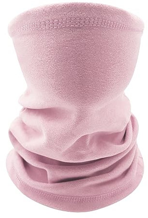 Kids Neck Warmer, Winter Fleece Windproof Neck Gaiter for Boys & Girls Face Covering Mask Thermal Scarf Multifunctional Headwear for Skiing Running Cycling Outdoor Sports A7ETBNWB (light pink)