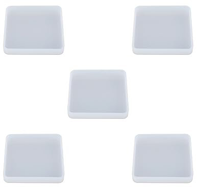 Lot de 5 moules en silicone ronds / carrés en résine pour dessous de verre DIY 8 cm, carré 8 cm