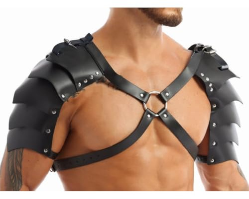 illuevagrun Herren Vintage Rüstungs Leder Harness Brust Geschirr Oberteile Männer Schulter Gürtel Einstellbar