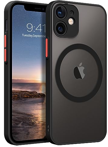 YINLAI für iPhone 12 Mini Hülle Kompatibel mit MagSafe,Handyhülle iPhone 12 Mini Magnetisch Cover Case [Translucent Matt] Stoßfest Kratzfest Schutzhülle für iPhone 12 Mini 5,4 Zoll,Schwarz