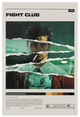 Fight Club Poster Tyler Durden Klassisches Filmposter Leinwand Poster Schlafzimmer Dekor Sport Landschaft Büro Zimmer Dekor Geschenk Unrahmen-Stil 20 x 30 cm