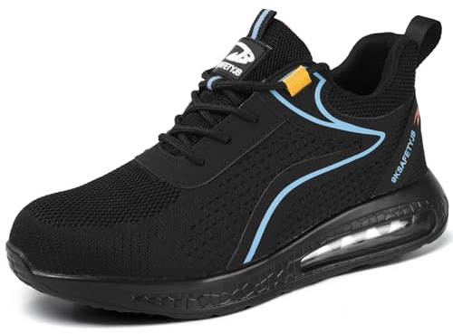 OFFCUP Sicherheitsschuhe, Luftkissen Arbeitsschuhe, Sicherheitsschuhe Leicht Trends Herren Damen Sportlich Atmungsaktiv Stahlkappenschuhe rutschfest Schutzschuhe - 43