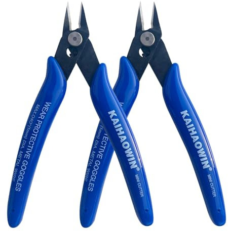 KAIHAOWIN 2 Stück Seitenschneider Klein, 170 Elektronik Drahtschneider, Präzision Schneiderzange, Mini Drahtschere für Modellbau, Handwerk, Schmmuck, blau