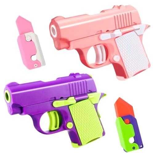 GWAWG Fidget Gun Toy,4PCS Pistol Shaped Fidget Slider,3D Printed Gun Knife Anxiety Relief Sensory Toys Age 3+ for Kids Adults,Gift Idea for Boyfriend Him Man