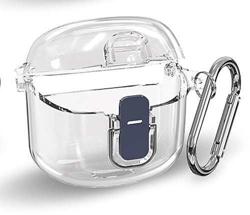 GIOPUEY Clear Hard Case Compatible with JBL TUNE FLEX, Ultra-thin Hard PC Case Cover with Case Lock Protection and Keyring Included, Slim-Fit,Anti-Fall,Not Yellow - Transparent