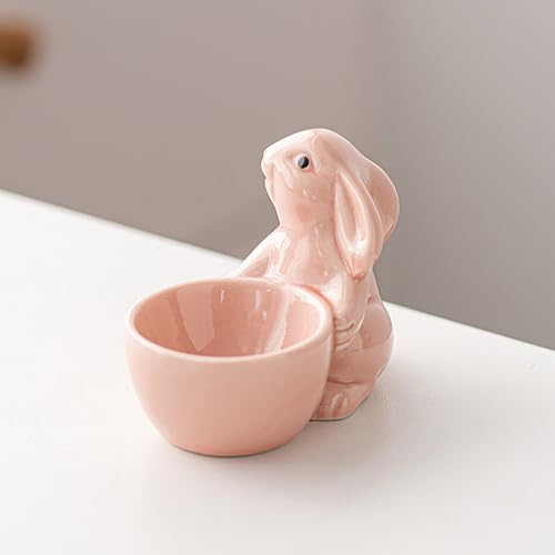 Portauovo Coniglio | Portauovo Coniglietto di Ceramica | Portauovo di Pasqua in Ceramica | Portauovo Colorato A Forma di Coniglietto di Pasqua per La Decorazione della Tavola di Pasqua