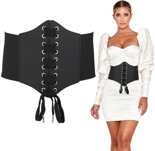 KWJEIULSOQ Korsett Gürtel Damen Korsett Elastischer Gürtel Corset Belt mit Druckknopf-Design Vintage Korsett Top mit Schnürung für Damen für Kostüm Halloween Cosplay Party