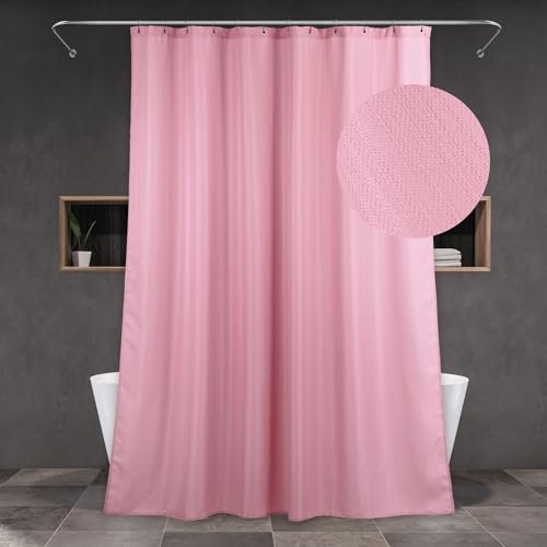 Popkozzi Tenda da doccia extra lunga, rosa, antimuffa, resistente alla muffa, idrorepellente, lavabile, in poliestere, tenda da doccia per bagno, stile lino, 183 x 244 cm