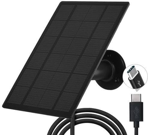 Anulely Solar Panel Battery - 3W USB Port Solar Panel for Outdoor Rechargeable Battery Camera - Solar Panel Charger with 360° Adjustable Security Mount
