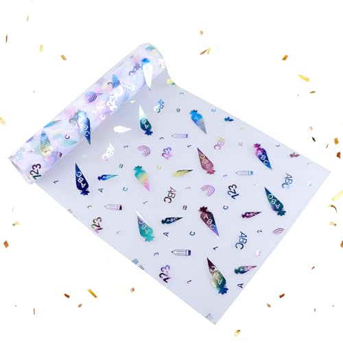 900cm x 28cm Tischläufer,Tischläufer für Schuleinführung Schulanfang Einschulung Deko,Einschulung deko,Tischband für Schuleinführung,Zuckertüten 123 ABC Tischdecke,Tisch Tüll,Tisch Läufer Tisch
