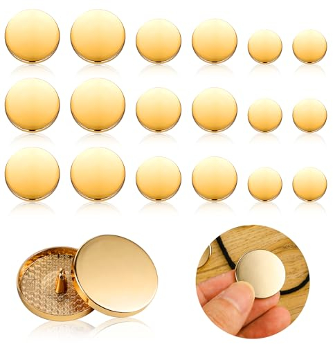 Ouligay 18 Stück Goldene knöpfe Gold Metall Blazer Knöpfe Vintage Antike Metall Blazer Knöpfe Goldene Knöpfe für Blazer Anzüge Uniform 15mm 20mm 25mm