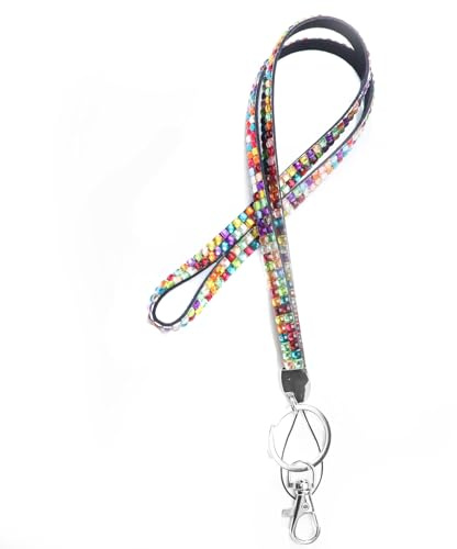 Anevous 1 Stück Lanyard mit Strass,Kristall Schlüsselband mit Schlüsselring,Neck Lanyard strip,Kristall Lanyard Halskette,glitzernden Handykette,Herren Damen für Schlüssel,Ausweis,Handy,Bunt