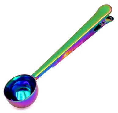 LICQIC Coffee Scoop with Bag Clip, for Sealing and Measuring Coffee, Stainless Steel, 1 Pcs Phantom Colour