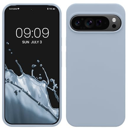kwmobile Handyhülle für Google Pixel 9 Pro XL Hülle, für Pixel 9 Pro XL Case - Hülle Silikon - kabelloses Laden - Hellblau matt