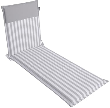 LILENO HOME Cuscino per sdraio da giardino, 1 pezzo, con ruote, grigio chiaro, a righe, colore grigio chiaro, tinta unita, ideale per sdraio da spiaggia, imbottito, 190 x 60 x 5 cm
