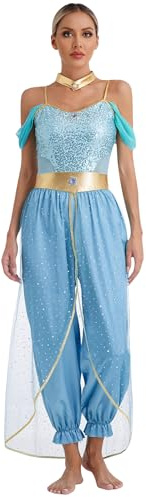 Freebily Disfraz Princesa Árabe Mujer Ropa Árabe India Sin mangas Traje de Danza del vientre Disfraz para Cosplay Halloween Carnaval