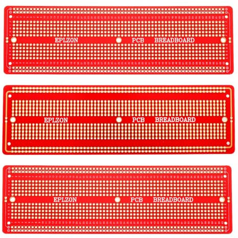 EPLZON 3Stück 6.8x2.05 Breadboard Lötbar Prototyp PCB Board Kit für Elektronik Projekte Kompatibel für DIY Lötkreise Projekte Prototyp Board,rot