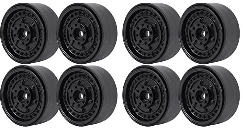 SICOSALT 8 Stück Metall 1,9 Beadlock Rad Felgen Nabe für Axial Scx10 90046 Trx4 D90, Schwarz