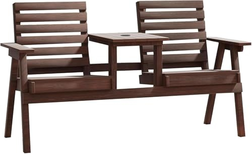 Outdoor-Bank, Terrassenbank aus Holz, Parkbank mit Tisch für Pool, Strand, Hinterhof, Balkon, Veranda, Terrasse, Garten, Holzmöbel