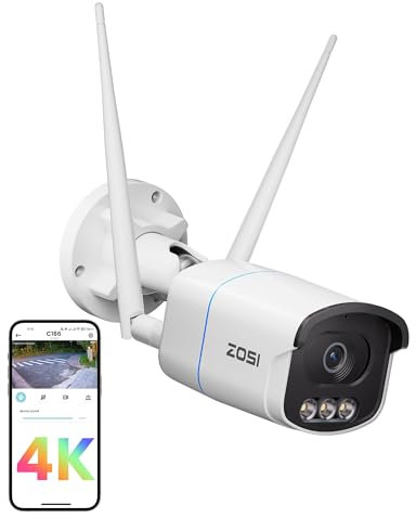 ZOSI 4K WiFi Security Camera Outdoor with 8MP Full Color Night Vision, F1.0 Large Aperture, 1/1.79 Image Sensor, Smart Warm Light, Human/Vehicle Detection, AL186W8 CCTV Camera
