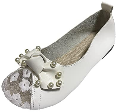 Baskets Et Chaussures De Sport Homme Marche Sport Chaussures chaussures rondes fleur orteil plat décontracté creux perle femmes respirant chaussures Chaussures Pour Piscine Et Plage Homme (White, 40)