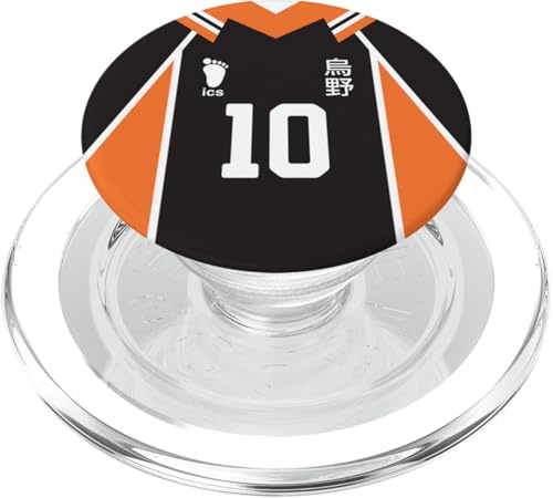 #10 Crow Team BlackOrange Jersey Volleyball Anime Fly Banner PopSockets PopGrip für MagSafe