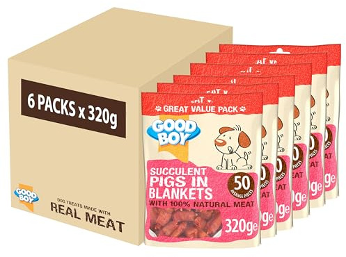 Good Boy Pigs in Blankets - Natural Dog Treats - Wheat Free Recipe - Bulk Box - 6 x 320g