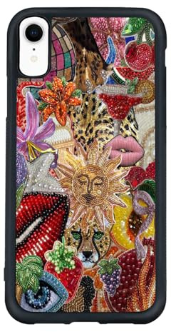 qizjio Vintage Mosaic Phone Case Shockproof Protective Tiles Collage Phone Case for iPhone XR
