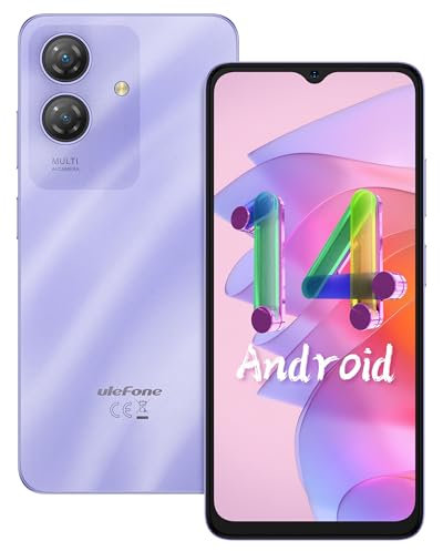 Ulefone Note 21 Smartphone Ohne Vertrag, 8GB+128GB/1TB, Android 14 Handy Günstig, 6.56 HD+ 90Hz, 5000mAh, 13MP+8MP Kamera, Dual SIM 4G Simlockfreie Handys, Face ID/Fingerabdruck/GPS/OTG-Violett