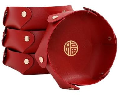 Bol de fruits 4 paquets d'assiettes de fruits de pendaison de crémaillère en cuir assiette de fruits secs pendaison de crémaillère assiette rouge chinoise en cuir joie bonbons graines de melon nouveau
