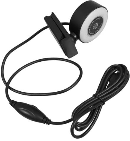 Lurrose Live Webcam 1080P mit Ringlicht USB Kamera fürpc ABS Material Schwarze Farbe 3-Stufige Touch Helligkeitssteuerung