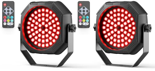 2 pièces 30W RGBW 60 LED Par projecteur batterie rechargeable Mini avec télécommande, éclairage de scène stroboscopique avec mode Auto/Son lumière disco pour DJ, fête, la chambre